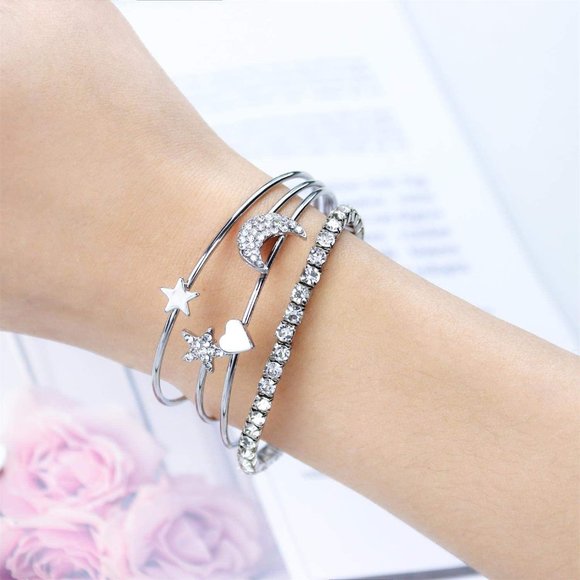 51 PCS Gold Silver Jewelry Set with 6 PCS Necklace,9 PCS Bracelet,36 PCS… - Picture 7 of 12